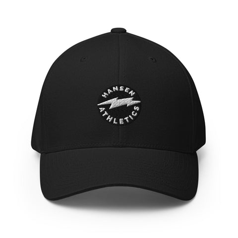 Black and White Bolt Dad Hat Fitted
